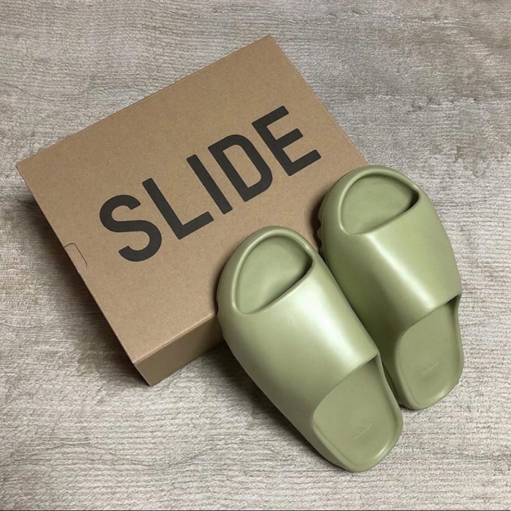 Green yeezy slides